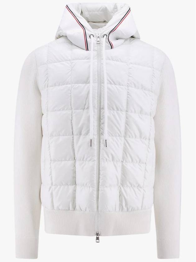 Men's Padded Hooded Wool Cardigan White - MONCLER - BALAAN 2