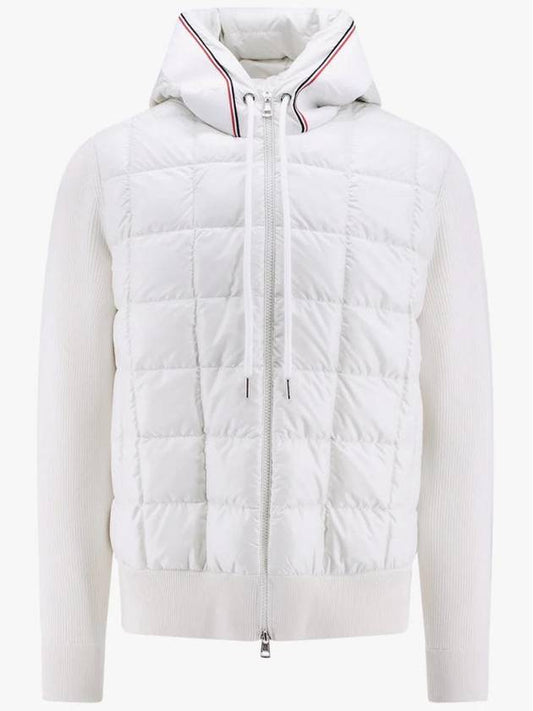 Men's Padded Hooded Wool Cardigan White - MONCLER - BALAAN 2