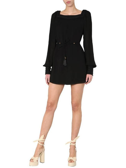 sleeve see-through short dress black - SAINT LAURENT - BALAAN 2