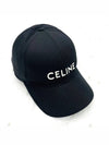 Embroidered Logo Cotton Ball Cap Black - CELINE - BALAAN 4