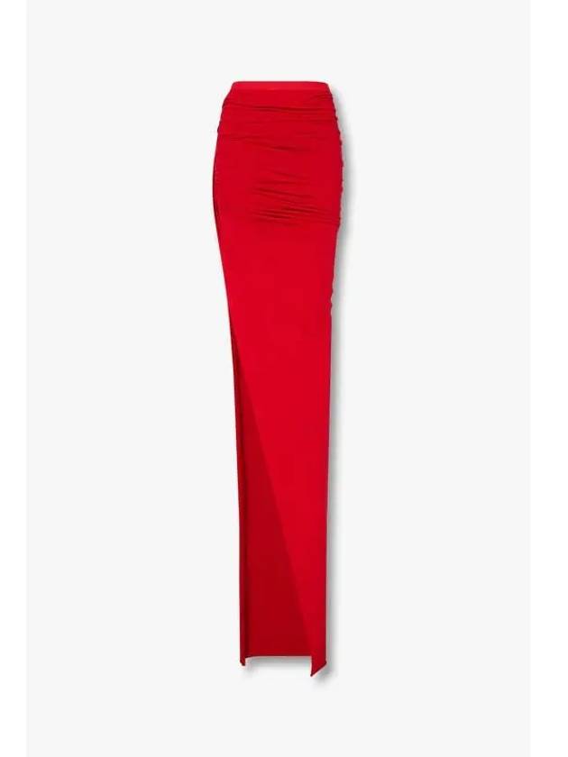 WOMEN DRAPED COTTON MAXI SKIRT RED - RICK OWENS - BALAAN 1