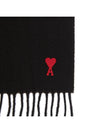 Small Heart Logo Wool Scarf Black - AMI - BALAAN 8