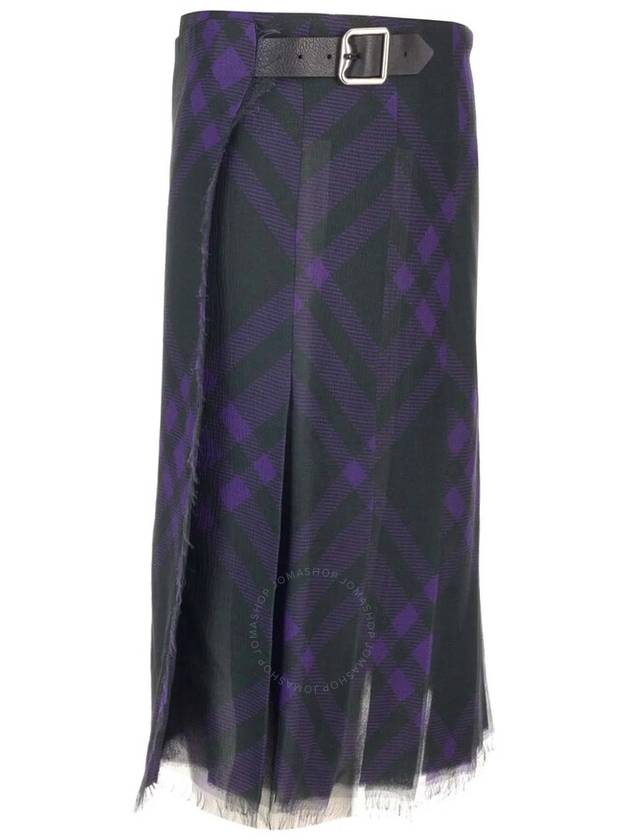 Check Silk Kilt Pleated A-Line Skirt Royal - BURBERRY - BALAAN 4