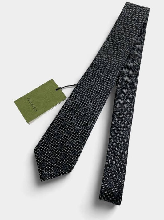 GG Diane slim silk tie black 408865 - GUCCI - BALAAN 1