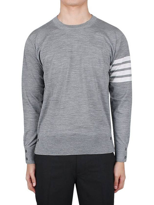 4 Bar Armband Classic Merino Wool Knit Top Light Grey - THOM BROWNE - BALAAN 2