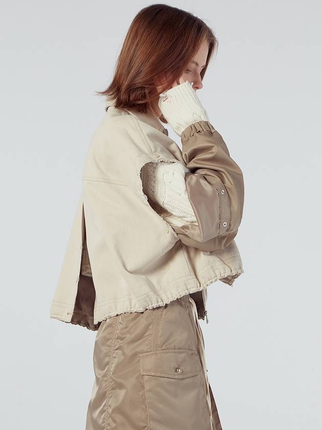 Color Sleeve Detouchable Zip-up Jacket Ivory - REAL ME ANOTHER ME - BALAAN 3