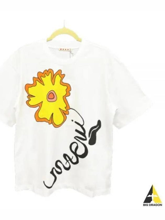 Flower Logo Short Sleeve T Shirt White THJET49EPLUSCS59 - MARNI - BALAAN 1