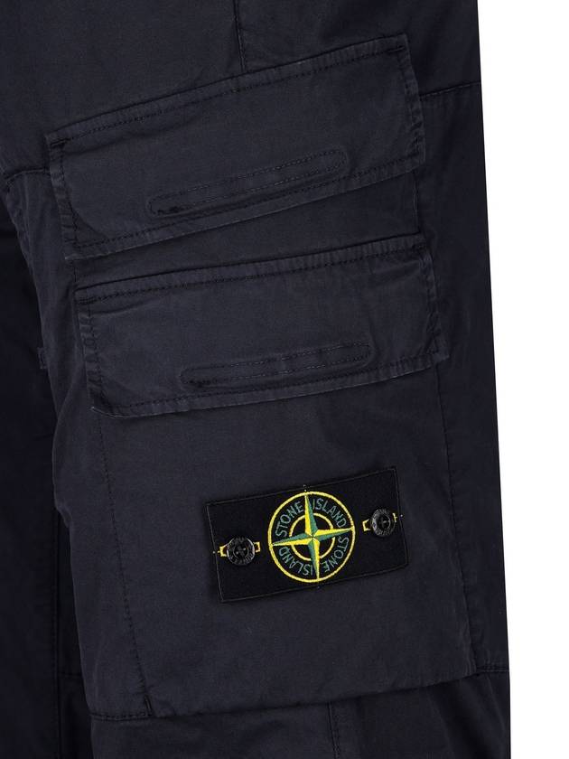 Stretch Cotton Gabardine Multi Pocket Cargo Straight Pants Navy - STONE ISLAND - BALAAN 4