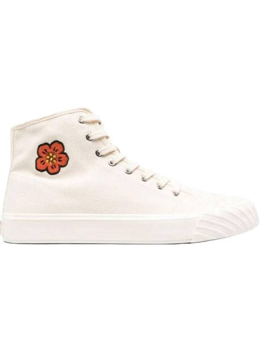 School Boke Flower Cotton High-Top Sneakers Cream - KENZO - BALAAN 1