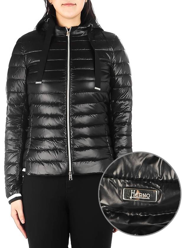 Women's Lightweight Hooded Short Padded Jacket Black - HERNO - BALAAN 2