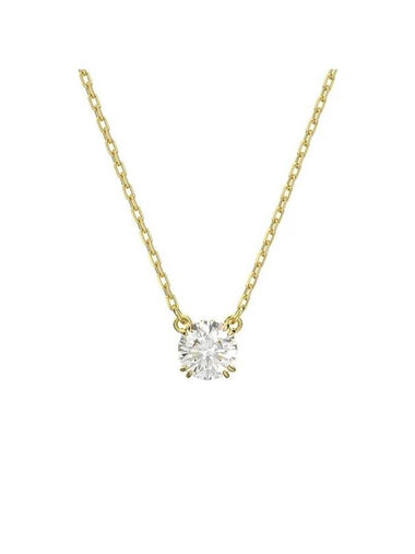 Stilla Round Zirconia Pendant Necklace Gold - SWAROVSKI - BALAAN 1