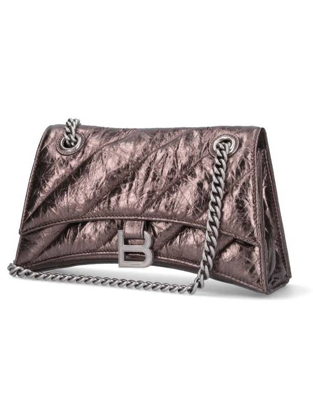 Women's Crush B Logo Buckle Chain Shoulder Bag Metallic Brown - BALENCIAGA - BALAAN 3