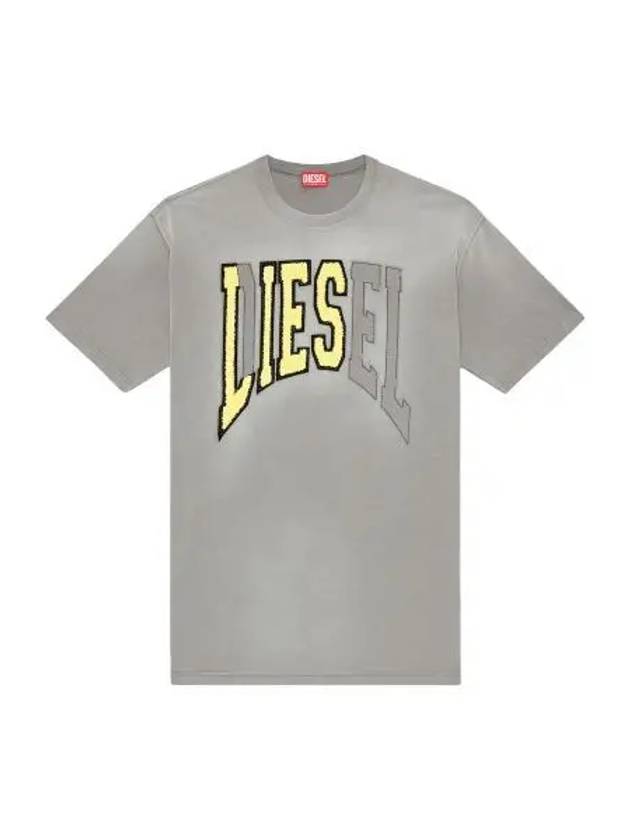 T Wash N Oversized Lies Logo Short Sleeve T-Shirt  Grey - DIESEL - BALAAN 2