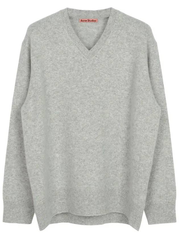 V-neck Wool Cashmere Knit Top Melange Grey - ACNE STUDIOS - BALAAN 2