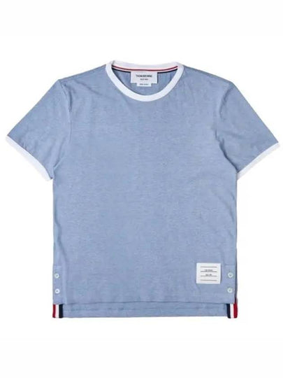 Women's Melange Jersey Ringer Short Sleeve T-Shirt Light Blue - THOM BROWNE - BALAAN 2