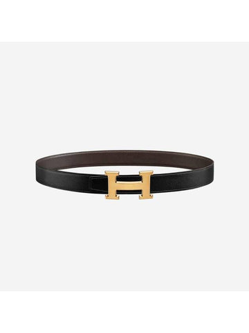 H Buckle Reversible 32mm Leather Belt Noir Ebene - HERMES - BALAAN 1