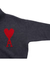 Big Heart Logo Wool Knit Turtleneck Grey - AMI - BALAAN 5