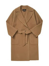 Robo Wrap Satin Wool Singe Coat Camel - MAX MARA - BALAAN 2