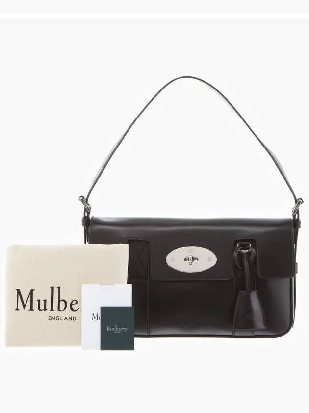 East West Bayswater Smooth Shiny Classic Calf Shoulder Bag Black - MULBERRY - BALAAN 4