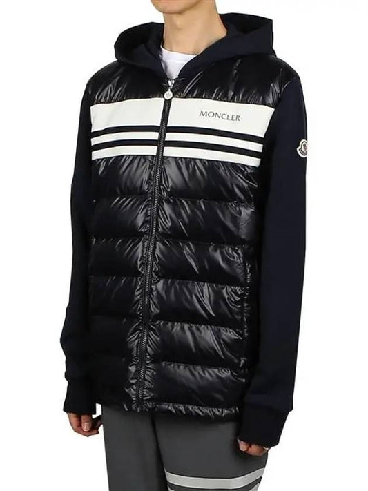 Logo Cotton Zip Up Hoodie Navy - MONCLER - BALAAN 2