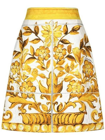 24FW Midi Skirt F4BCVT FPTAW HG3TN MIX GIALLO - DOLCE&GABBANA - BALAAN 1