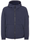 Men's Wappen Patch Softshell Zip Up Hoodie Navy - STONE ISLAND - BALAAN 2