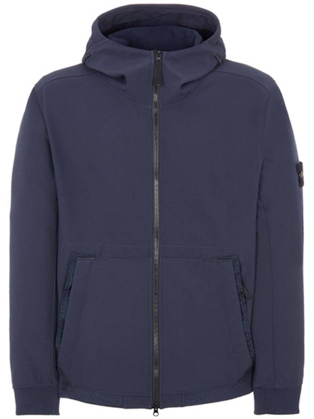 Men's Wappen Patch Softshell Zip Up Hoodie Navy - STONE ISLAND - BALAAN 2