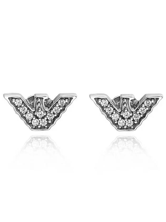 Women's Eagle Logo Earrings Silver - EMPORIO ARMANI - BALAAN 1