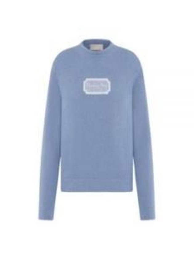 Couture Embroidered Cashmere Jersey Knit Top Blue - DIOR - BALAAN 2