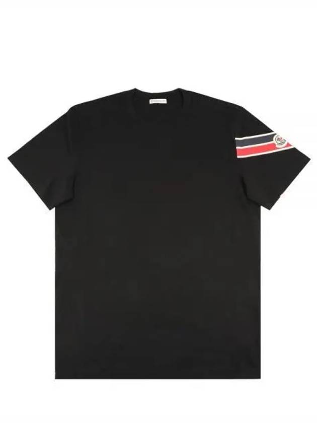 8C00029 89AKK 999 Logo Patch Shoulder Stripe Short Sleeve T Shirt Black 1121141 - MONCLER - BALAAN 1