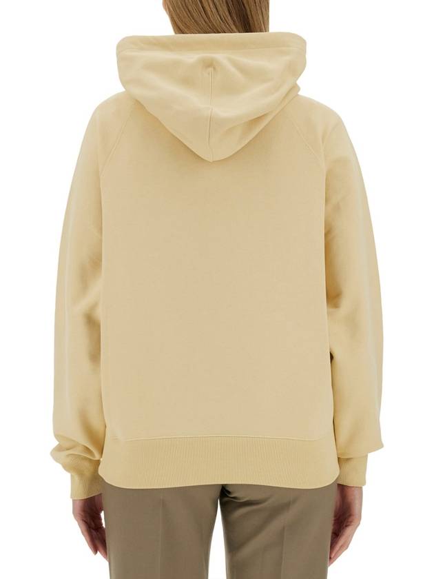 Logo Print Hoodie Beige - AMI - BALAAN 5