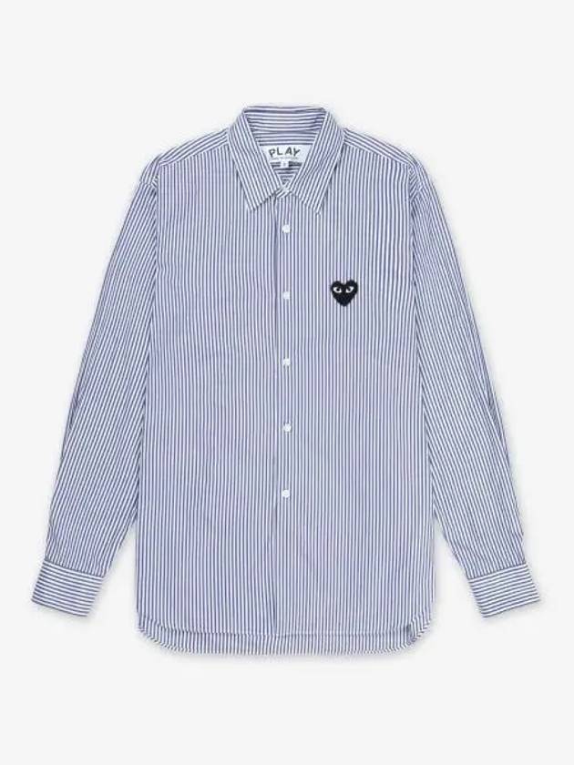 Black Heart Wappen Stripe Long Sleeve Shirt Blue - COMME DES GARCONS PLAY - BALAAN 2