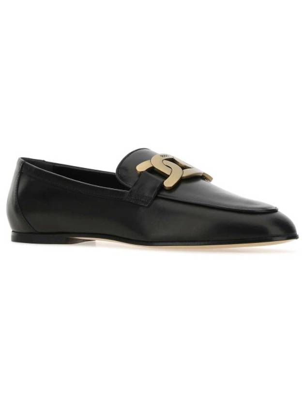 Kate Metal Logo Leather Loafers Black - TOD'S - BALAAN 3