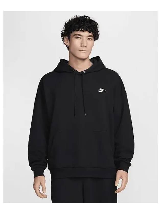 Club Fleece Oversized French Terry Pullover Hoodie M Black White HJ1817 010 - NIKE - BALAAN 2