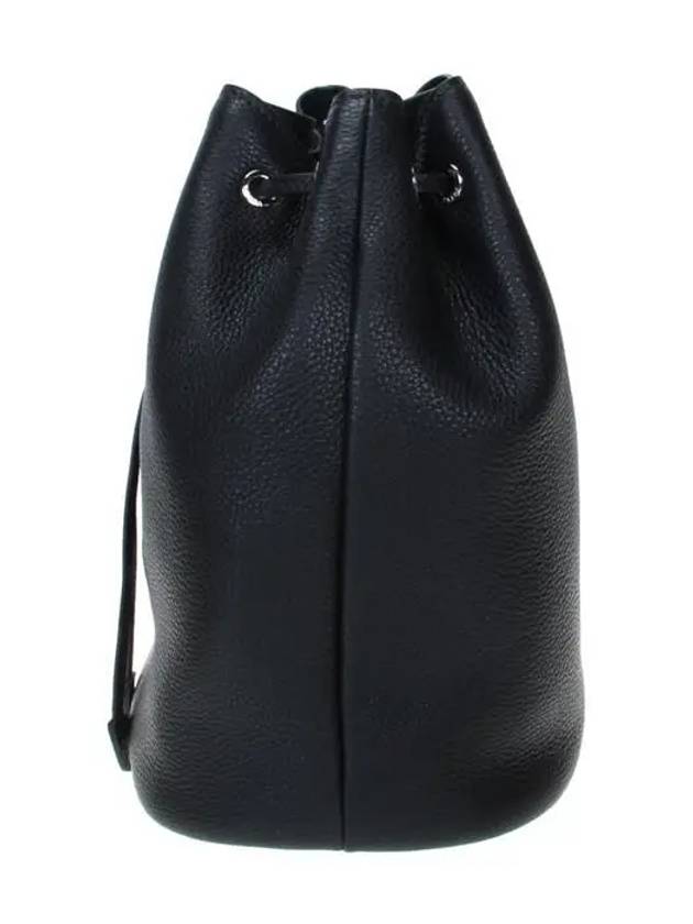 Logo Flo Leather Bucket Bag Black - PRADA - BALAAN 4