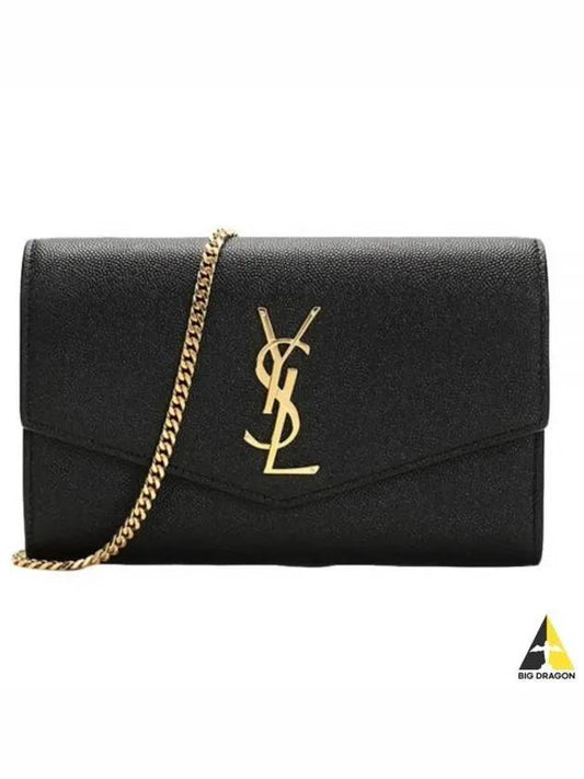 Monogram Uptown Chain Embossed Leather Long Wallet Black - SAINT LAURENT - BALAAN 2