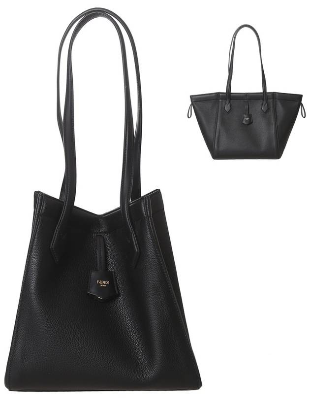 Origami Medium Leather Tote Bag Black - FENDI - BALAAN 2