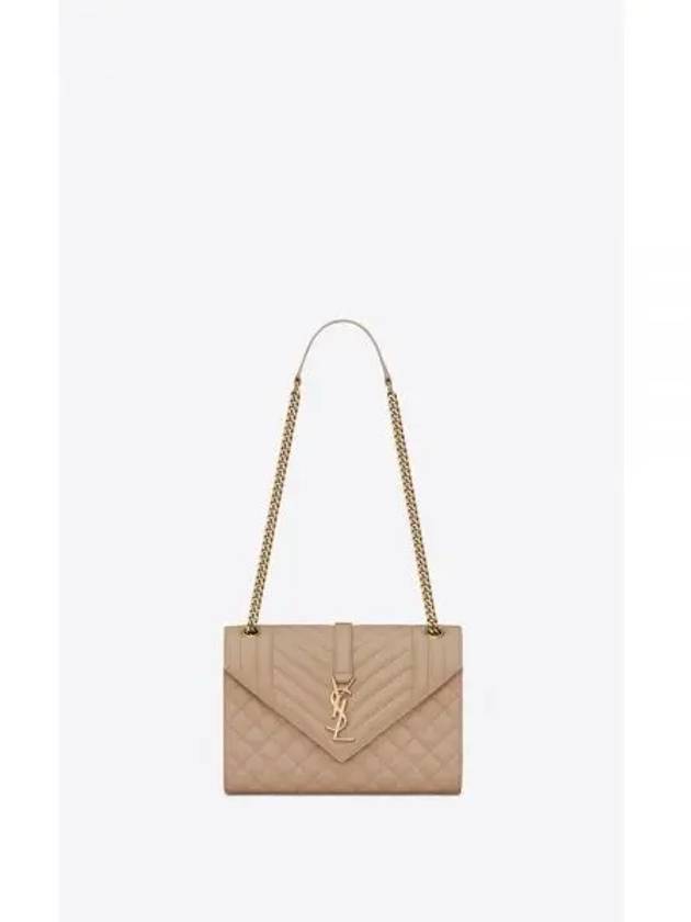 Gold Matelass Grain De Poudre Envelope Medium Shoulder Bag Dark Beige - SAINT LAURENT - BALAAN 2