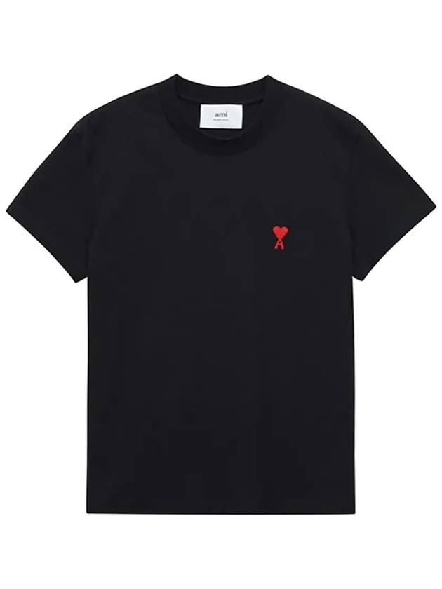 Small Heart Logo Short Sleeve T-Shirt Black - AMI - BALAAN 6