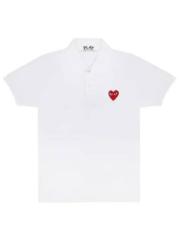 Red Heart Waffen Short Sleeve Collar - COMME DES GARCONS PLAY - BALAAN 1