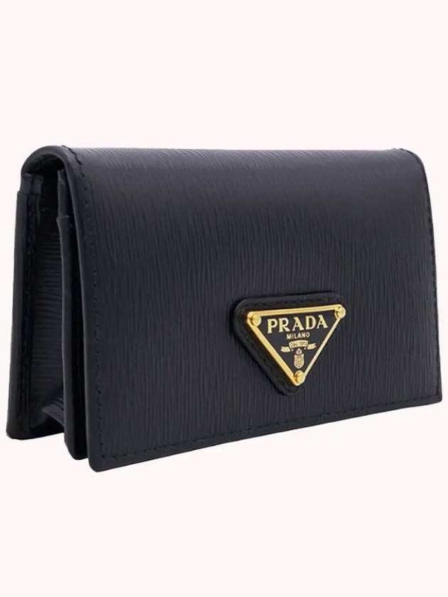 Vitello Move Triangle Logo Card Wallet Black - PRADA - BALAAN 3