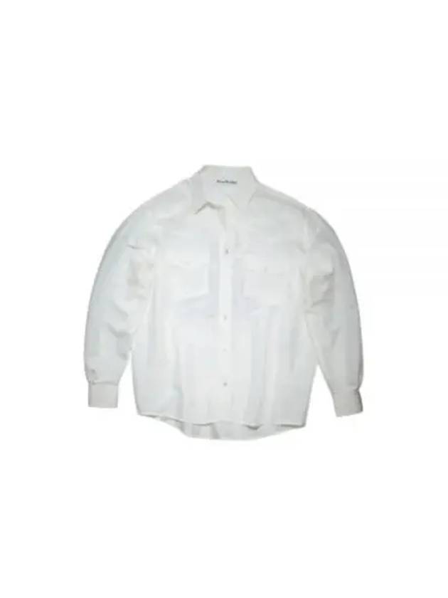 Logo Graphic Print Button Up Long Sleeve Shirt White - ACNE STUDIOS - BALAAN 2