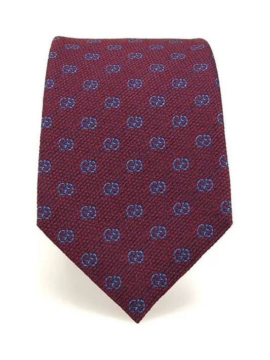 GG pattern silk wool tie burgundy - GUCCI - BALAAN 2