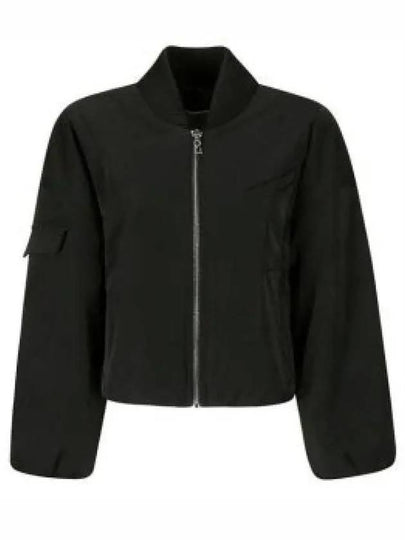 Drop Oversized Zipper Twill Bomber Jacket Black - GANNI - BALAAN 2