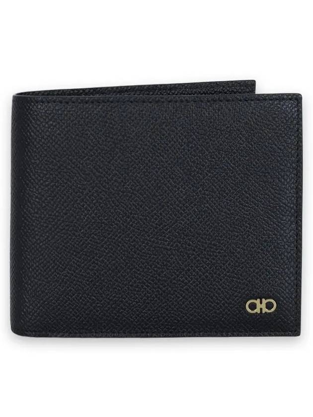 Gancini Plaque Half Wallet Black - SALVATORE FERRAGAMO - BALAAN 2