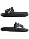 VLTN Logo Rubber Slippers Black - VALENTINO - BALAAN 5