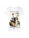 Women's Dress Print Short Sleeve T-Shirt White - ALEXANDER MCQUEEN - BALAAN.