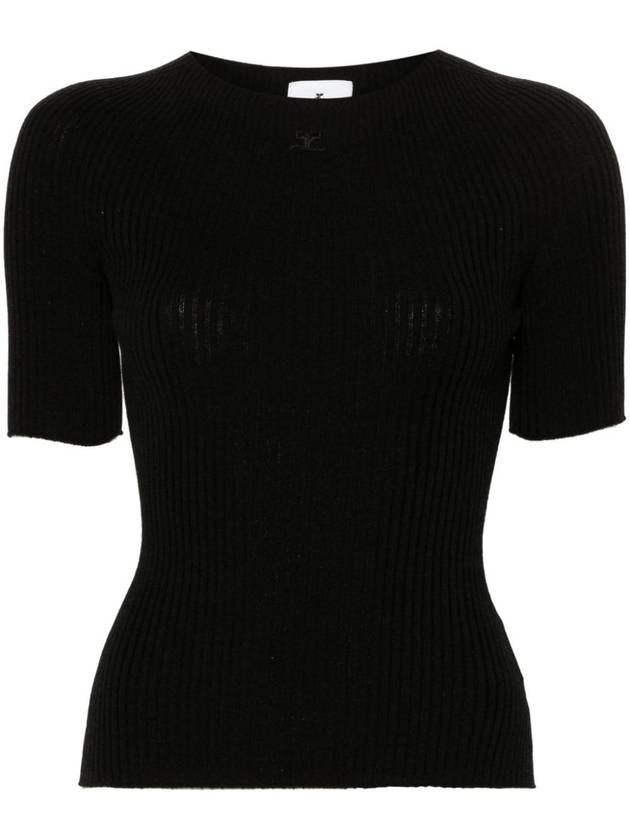 Solar logo patch ribbed knit top black - COURREGES - BALAAN 2