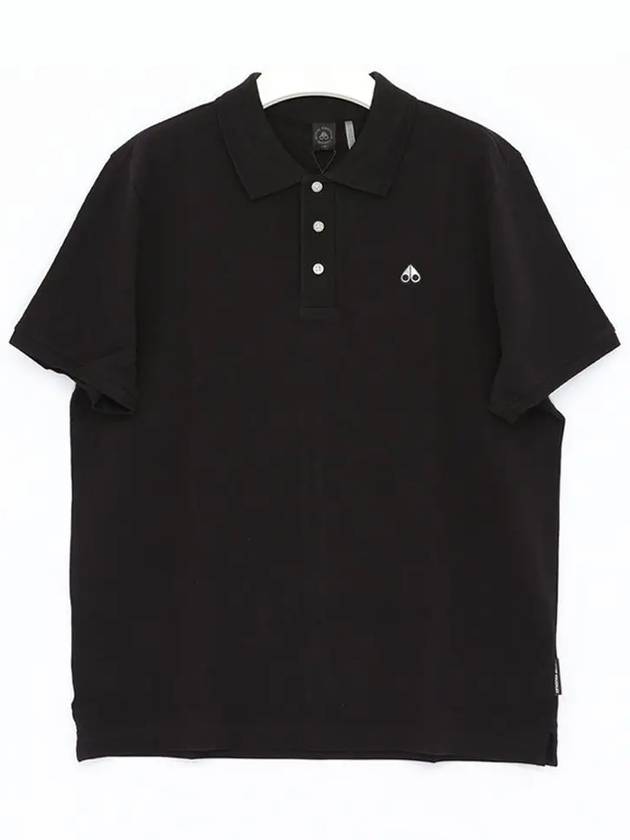 Embroidered Logo Short Sleeve Polo Shirt Black - MOOSE KNUCKLES - BALAAN 4