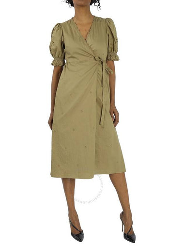 Coach Ladies Dark Olive Broderie Anglaise Wrap Dress, Size 4 - COACH - BALAAN 1